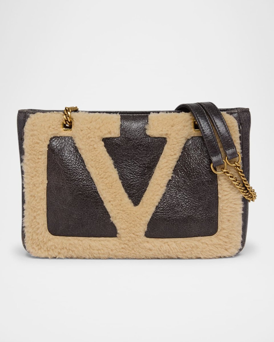 Viva Superstar Small Shearling VLogo Tote Bag